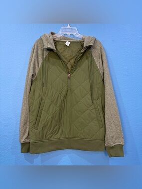 JC Penny Xersion Green Quilted Hoodie Sweatshirt Men Size Small With Tags